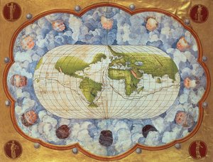 Kart som sporer Magellans verdensreise, en gang eid av Charles V, 1545 (se også 63417)